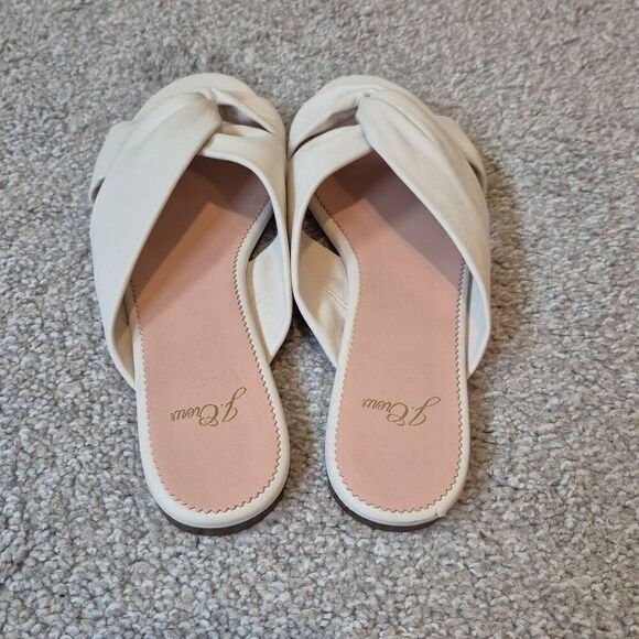 J. CREW Women's Flat Twisted-knot Sandals White Leather Size 8.5 - Picture 3 of 5